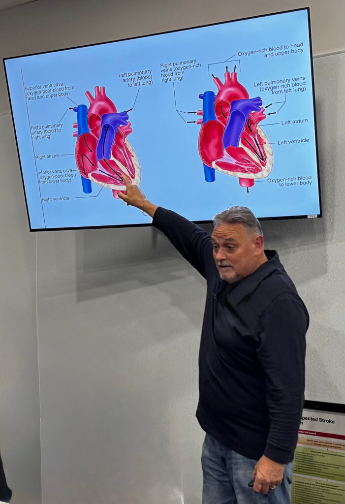 Instructor demonstrating heart function as part of stress-free CPR training