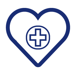 Blue heart medical icon representing Advanced Cardiac Life Support ACLS training